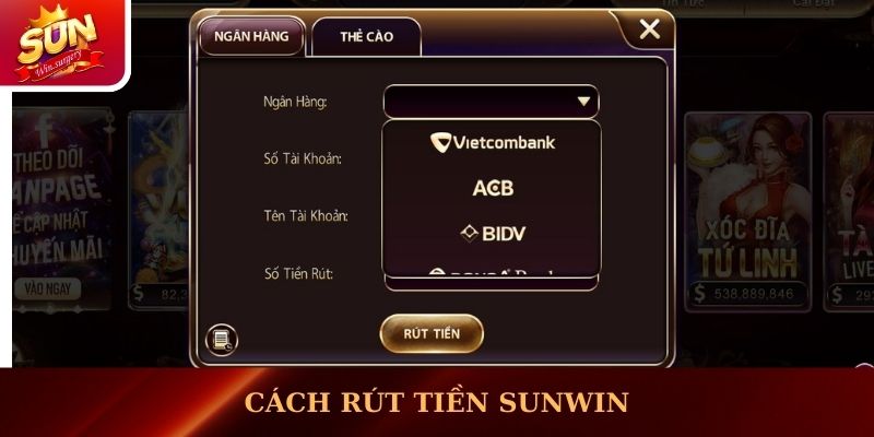 Rút tiền đơn giản và dễ dàng tại Sunwin